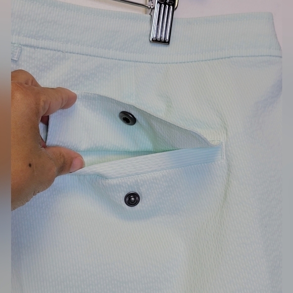 Onia Calder 7.5" Lined Swim Shorts In Mint and White Stripe  Size 34 - Picture 9 of 12